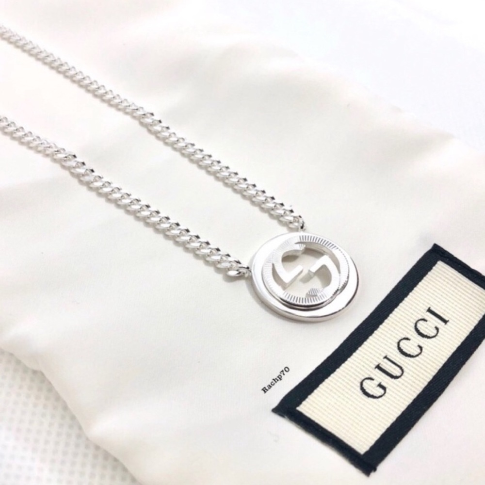 New Authentic GUCCI GG Groove Silver Necklace 16"